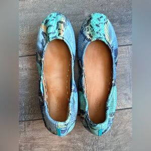 Tieks Azure Snake Flats Size 9